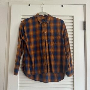 Madewell Plaid Shirt in Blue and Burnt Orange